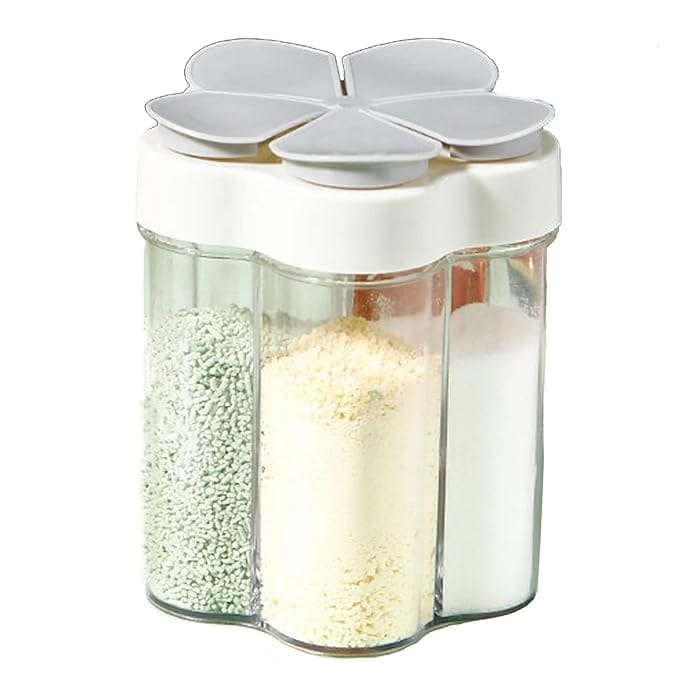 KIT & CO 5 in 1 Seasoning Storage Containers, Shaker Jars, Clear Plastic Container Jars with Labels, Cap, Pour Shaker Lid, Camping, Hiking, Travel and Kitchen