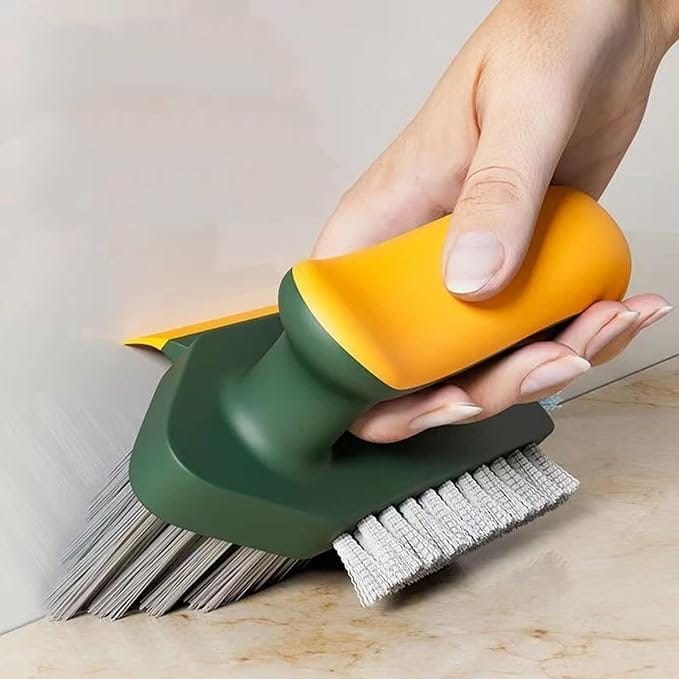 KIT & CO 4 in 1 Tile Grout Cleaner Floor Scrub Brush with Squeegee, V-Shape Gap Scrub Stiff Bristles Hand Brush Crevice Cleaning Brush Tools, scrubbing Floor, Window, Sink, Kitchen