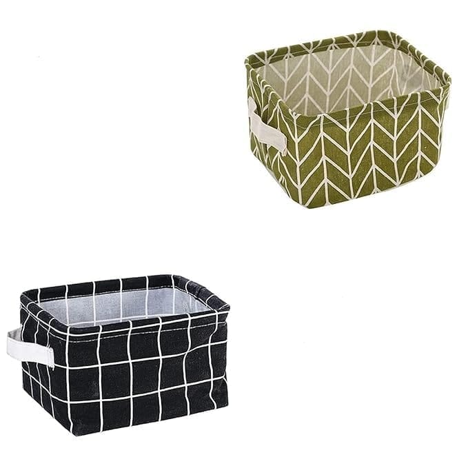 KIT & CO Foldable Storage Box Canvas Fabric Baskets For Organizing With Handles, Rectangle Small Storage Box, Cube, Foldable Multipurpose Storage Box, Closet, Desk, Baby Storage Organizer