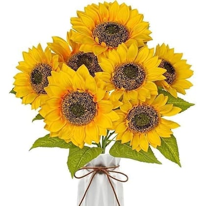 KIT & CO Artificial Sunflower Shape Realistic Sunflower for Indoor/Home/Bedroom/Living Room/Restaurant/Office Decoration | for Valentine's Day/Wedding/Waterproof Craft Supplies