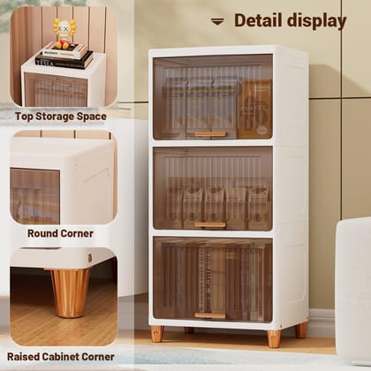 Stackable and Foldable Wardrobe, Foldable Shirt Storage Stacker, Collapsible Wardrobe, Mounted Closet Storage and Organization System (Cupboard Rack - (Transparent Single Door), 3PCS)