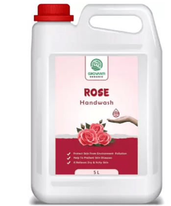 GROVANTI ORGANIC Rose Handwash Liquid Soap ,5 Ltr, Kill 99.9% Germ Protection ,Goodness of Rose,Ph Balanced,Disinfectant Moisturizing and Nourishes Skin Handwash Liquid Soap , Handwash Refill Pack - 5 Liter Hand Wash Bottle  (5 L)