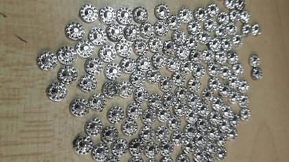 Mii Art round Shape chandla Kundan Stones for Jewellery Making, Necklace & Bracelet Making, DIY Kit, Craft, Decoration, Aari/Maggam Embroidery Work Sticking Material(Color-Silver)(3mm) Pack of 50g.