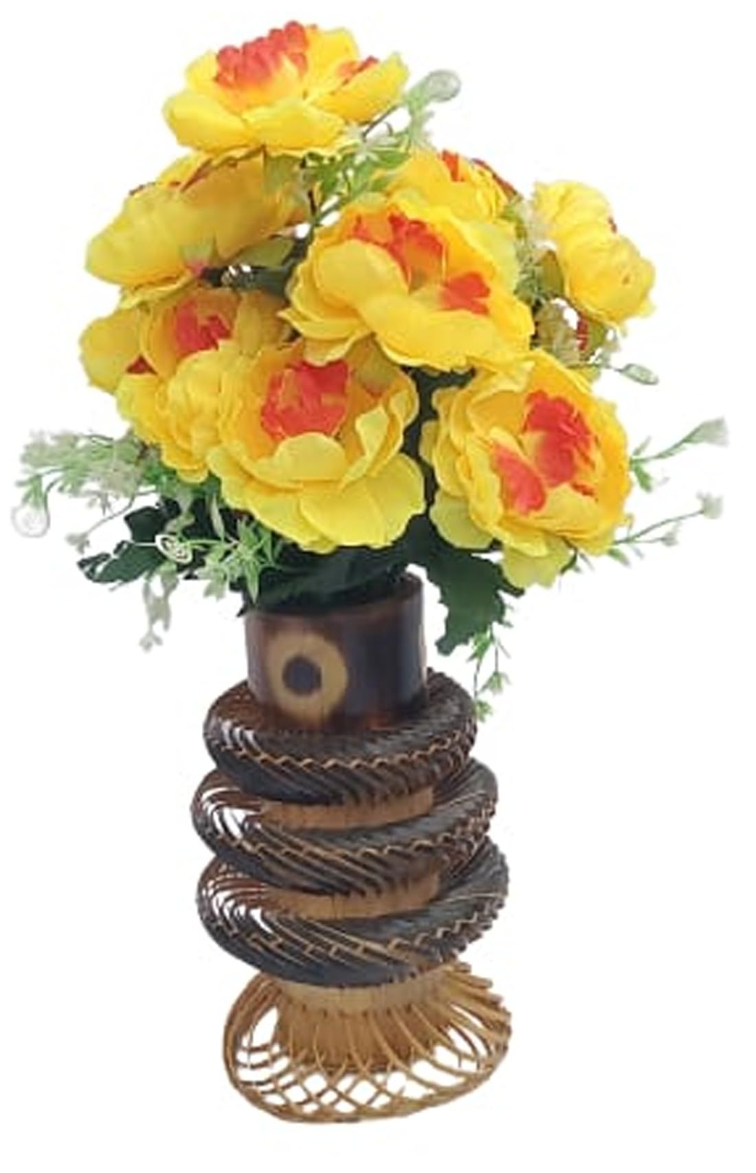 MiiArt Bamboo Flower vase for Living Room Office (size-23 cm) Pack of 1 pcs. Bamboo Vase