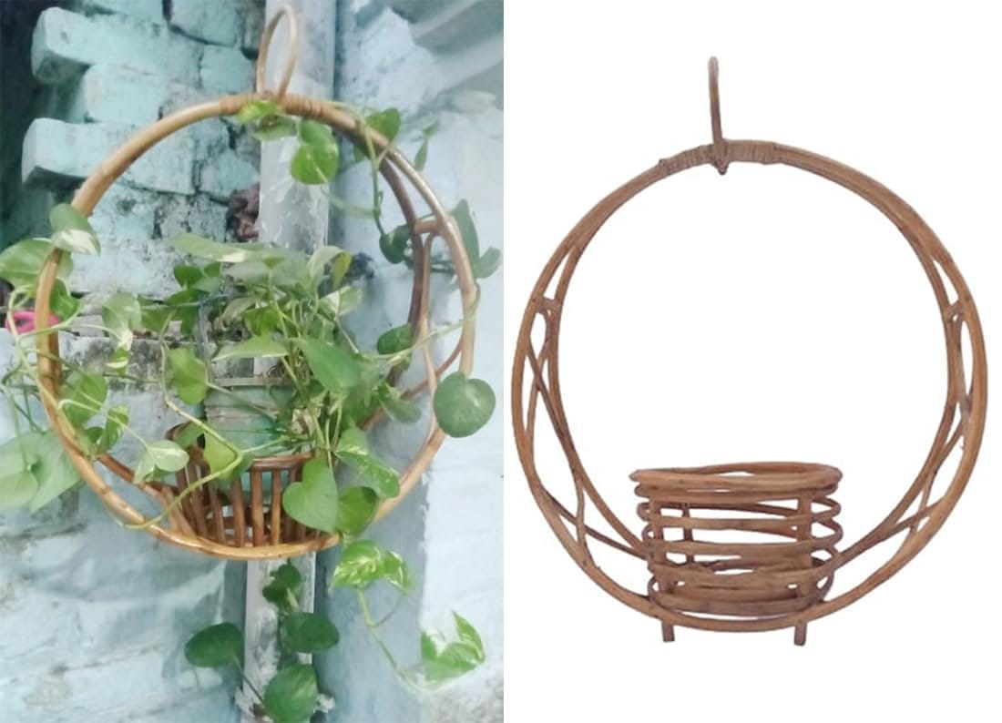 Mii Art Bamboo Hanging Port for maney Plant(Size-23 inch) Pack of 1 Set.