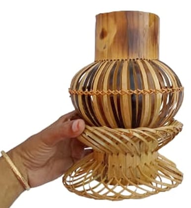 MiiArt Bamboo Flower vase for Living Room Office (size-22 cm) Pack of 1 pcs. Bamboo Vase