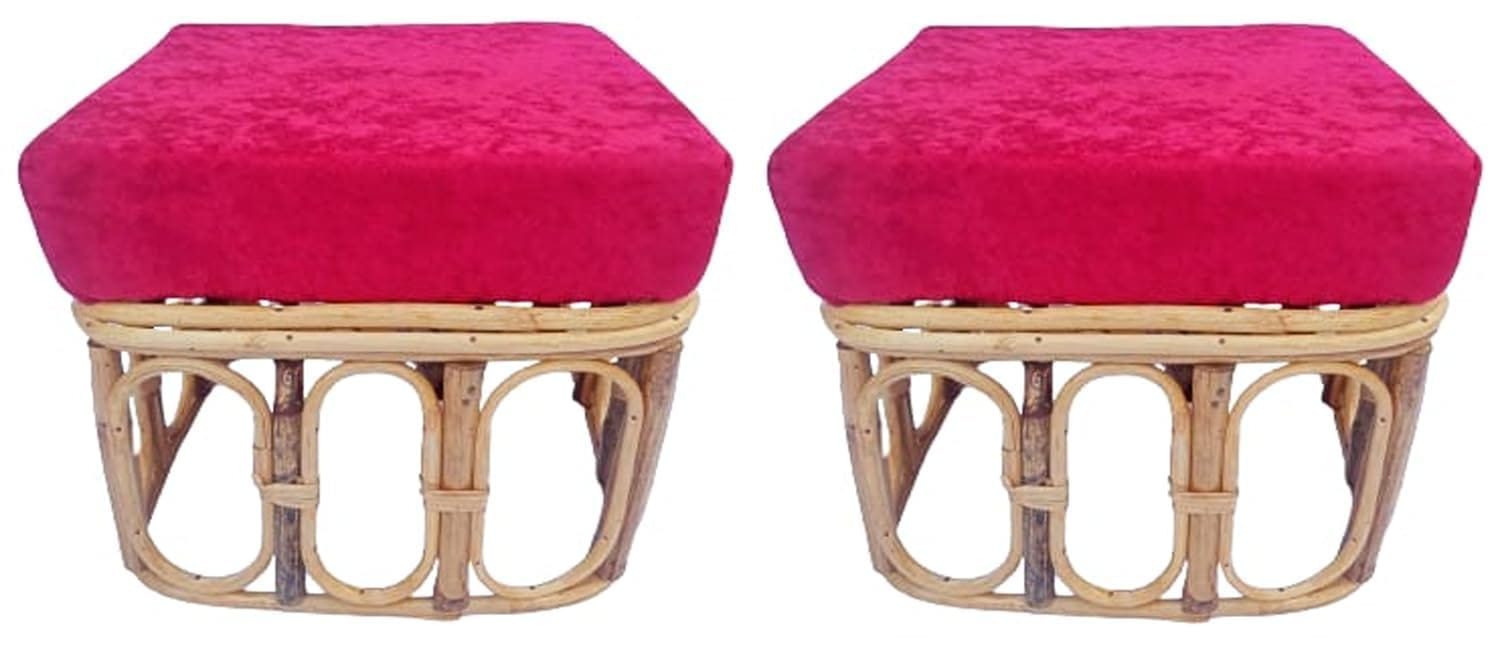 Mii Art Bamboo Square Stool with custion 2 pcs