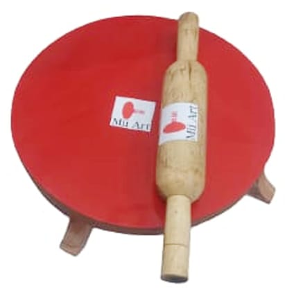 Mii Art Wooden chakla belan chapati Maker Rolling pin and Board(size-polpat-29cm,belan-32cm,) Pack of 1 Set.