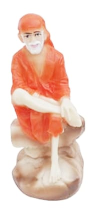 Mii Art shirdi lord saibaba statue for car dashboard and home decoration pooja Glass Item for Gift(Color-multi)(Material-Glass)(size-12x5 cm) Pack of 1 pcs.