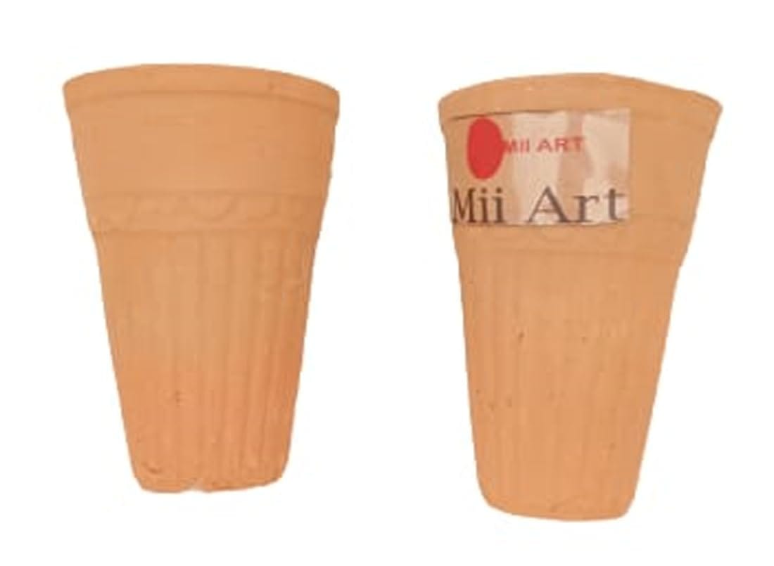 Mii Art Clay Kullad | Tea Glass /glass for lassi| Handmad mitti kulhad(Brown)|Tea Kullad size-12cm (Pack of 2 pcs) Reusable wash & use.