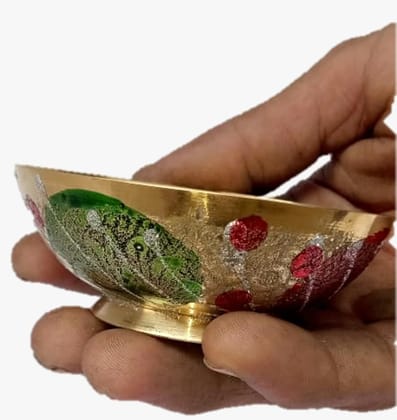 Mii Art brass bowl/Katori Dessert Bowl For Sweets Katori For Puja Katori For Dinner Embossed Bowl Pital katori For Gifting 100 Milliliter (size-9cm)1 pcs.