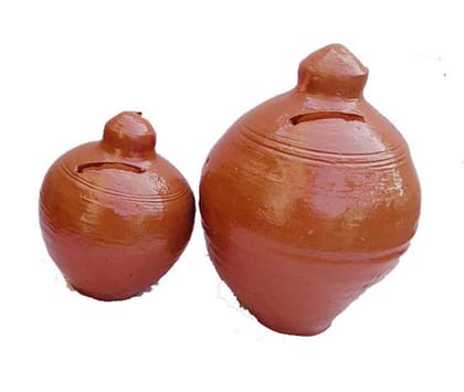 Mii Art Craft Mitti Gullak for Kids and Adults, Piggy Bank, Mitti ka Gullak;size-19cm and (Brown) Pack of 1gullak Clay Coin Bank/Mitti Ka coim Box