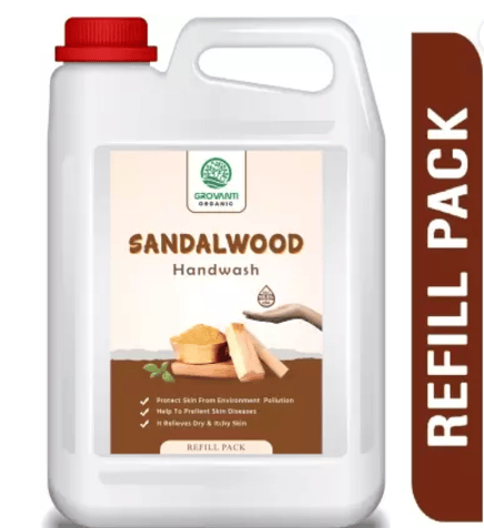 GROVANTI ORGANIC Sandalwood Handwash Liquid 5l ,Kill 99.9% Germ ,Moisturizing and Nourishes Skin Hand Wash Can  (5 L)