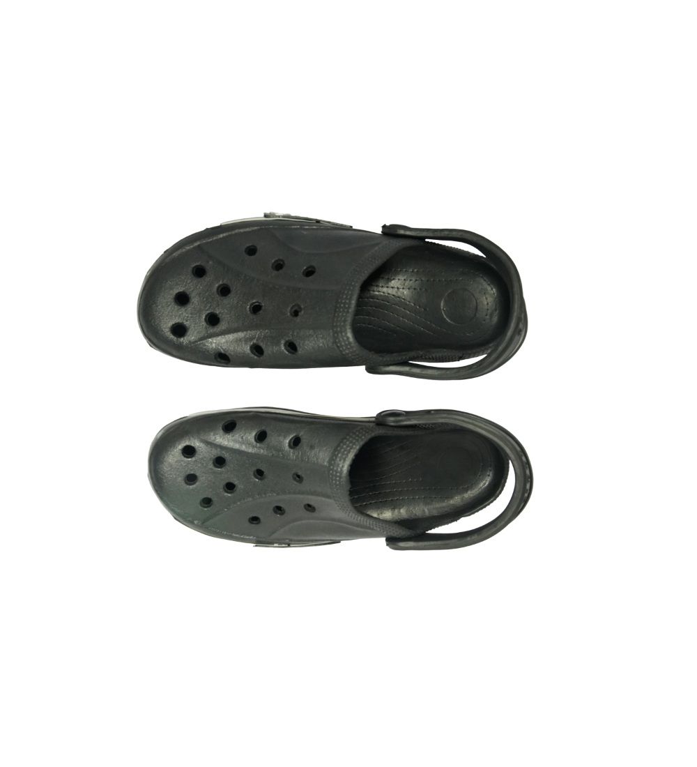 Men's Rubber Solid Lace-Up Slipper (Black)