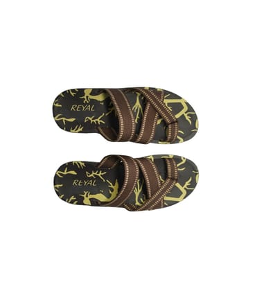 Men's Polyurethane Printed Slip-on Slipper (Brown)