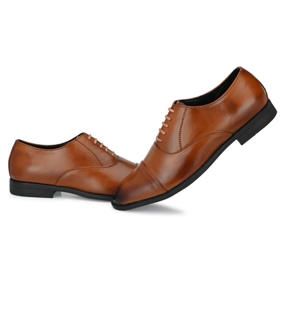 Men's Synthetic Leather Formal Shoes (Tan)