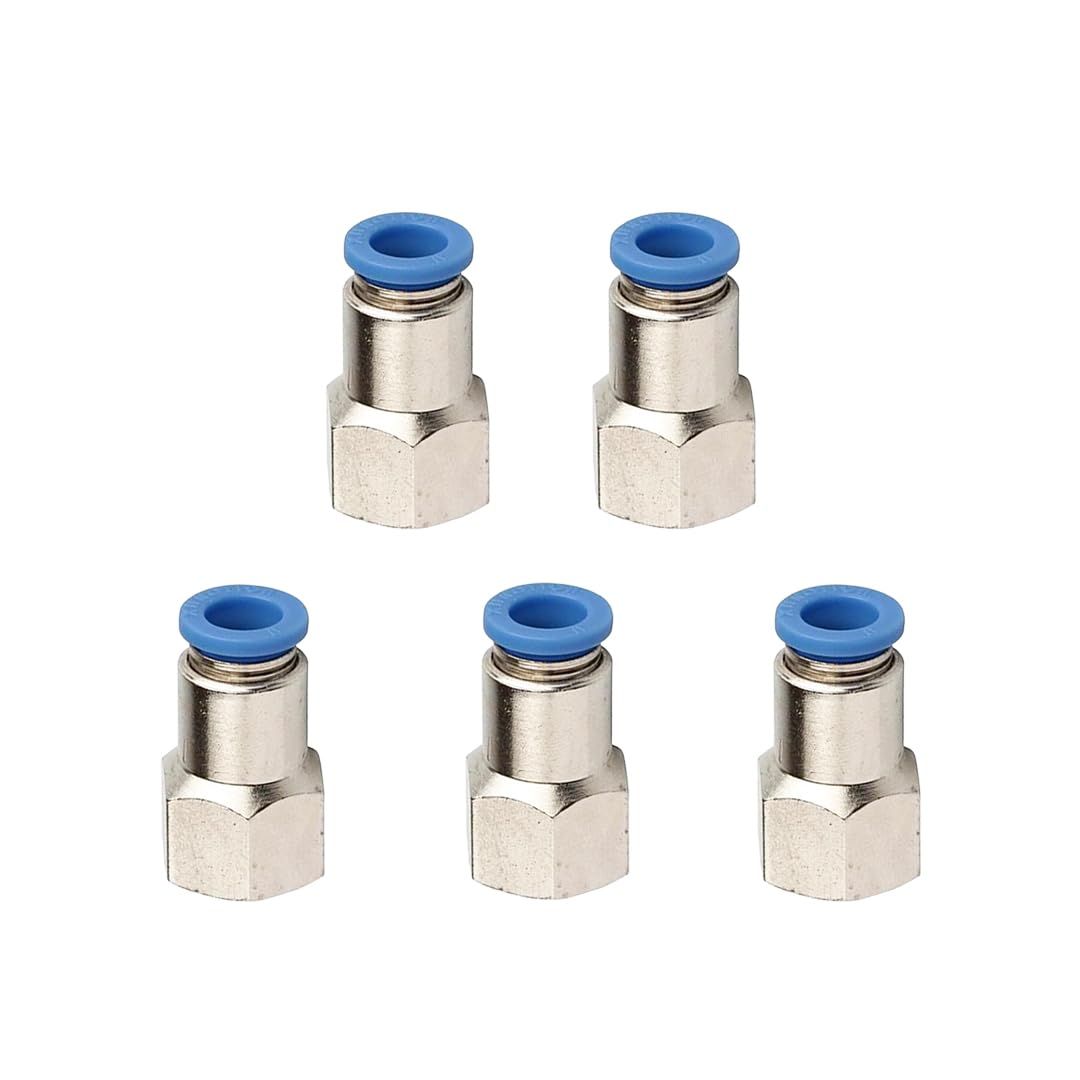 B K JAGAN & CO Pneumatic Fitting Push In female connector 1/4"(Pack of 5)