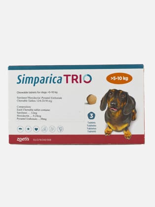 Simparica Trio tablet for dogs Dog 5-10kg (pack of 3 tablets)