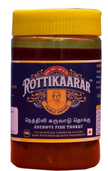 RottiKaarar Anchovy Fish Thokku (Nethili Dry Fish Thokku), Pack of 2, 100g Each