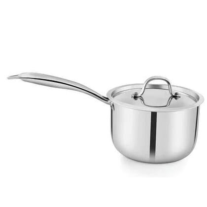 VEC Triply Stainless Steel Sauce Pan with Lid 1.5 Liter Dia 20 cm Fri-Ply Kitchen Cookware Gas Electric Induction Friendly (Size 18 cm,Capacity 1.5 L, Thickness 2.5 mm)