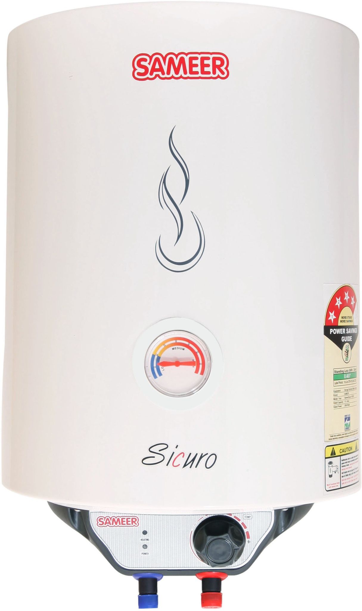 Sameer 15 L Storage Water Geyser (Sicuro Glassline, White)