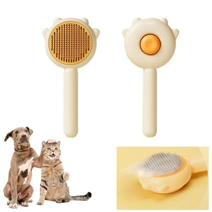 WUGO::Honey Bee Dog Comb & Cat Comb New Pet Hair Cleaner Brush Cat Grooming Brush with Release Button and Pain Free, Easy to Remove Loose Undercoat, Pet Massaging Tool Suitable For Dog.