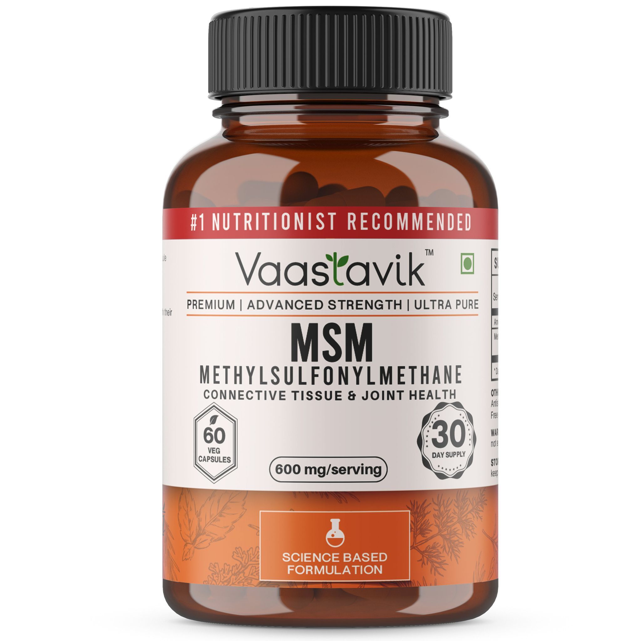 Vaastavik Methylsulfonylmethane (MSM) 600 mg 60 Capsules