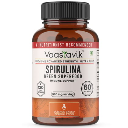 Vaastavik Spirulina 120 Veg Capsules Supplement