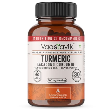 Vaastavik Turmeric Curcumin 95% Curcuminoids With Black Pepper Extract Capsules Supplements 500 mg