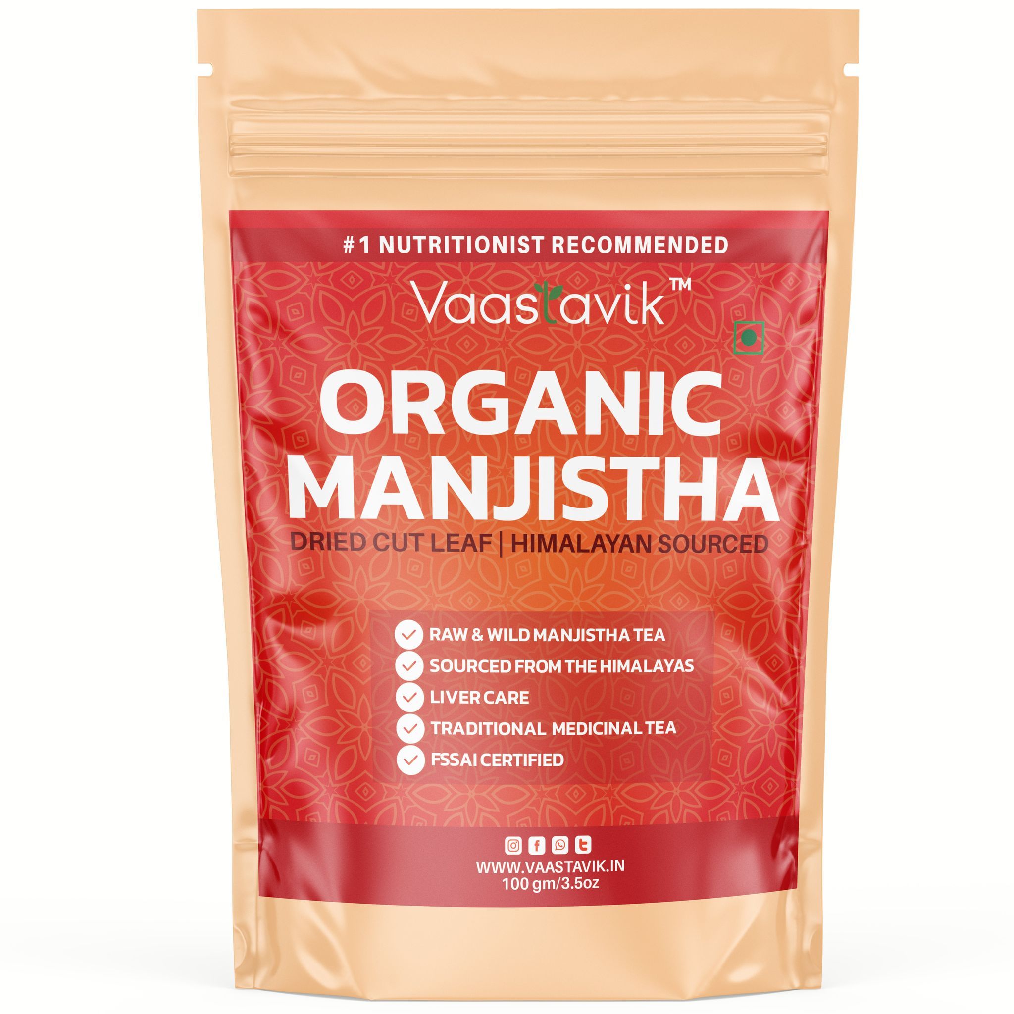 Vaastavik Manjistha Root Tea Rubia Cordifolia Indian 100gm