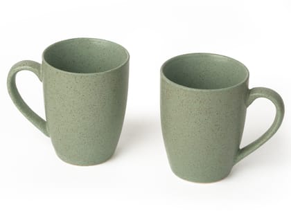 Bodhi House Handcrafted Ceramic Coffee Mug Set of 2 Pieces (300 Ml), Stoneware Tea Cup, Microwave Safe Medium Milk Mug, Matte Finish, Ideal for daily use, Casual Gatherings and Gifting Sage Green