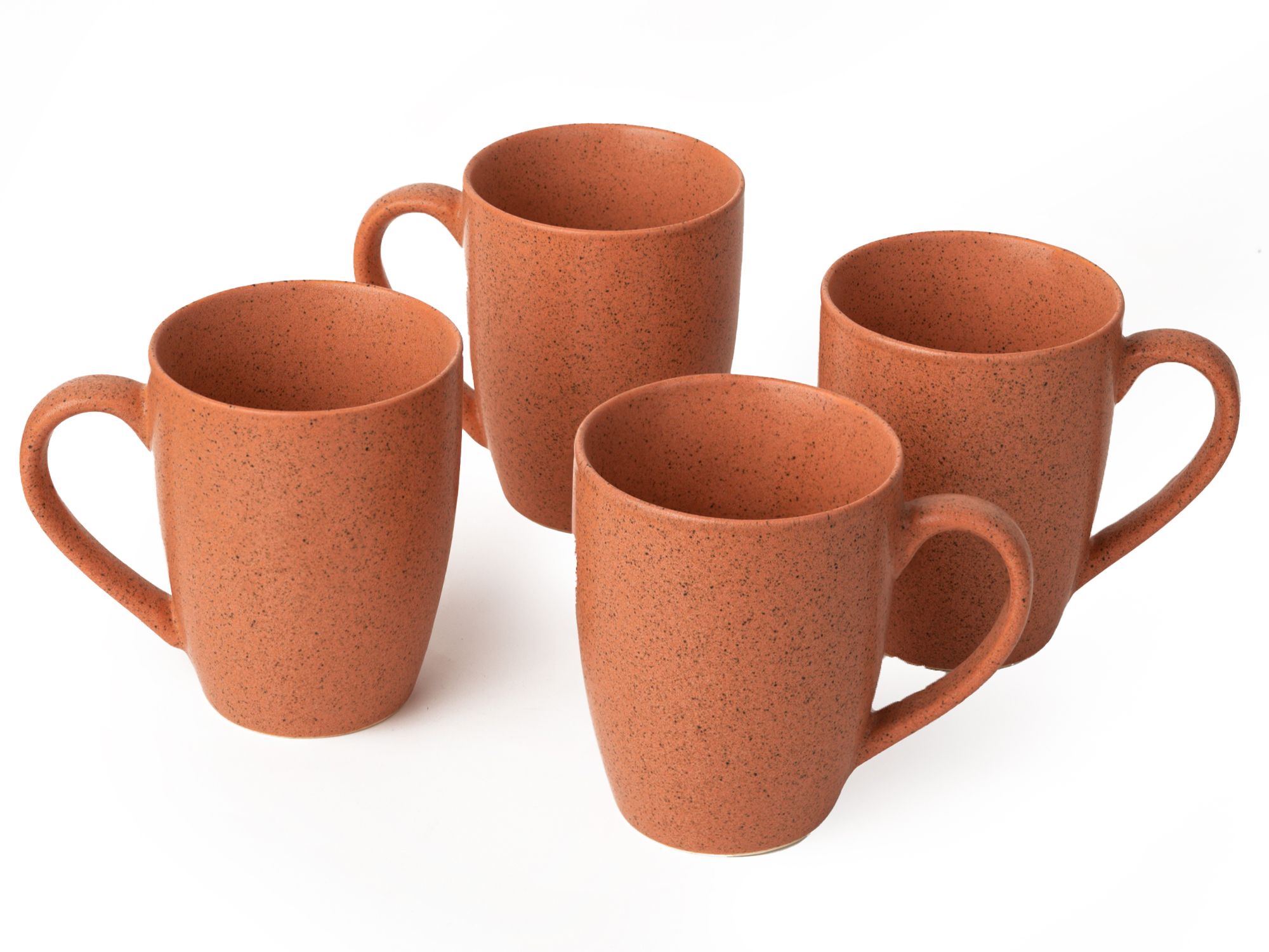 Handcrafted Ceramic Coffee Mugs and Tea Cups – Pack of 4, 300ml Microwave-Safe Stoneware, Elegant and Durable Design for Home or Office Persian Orange