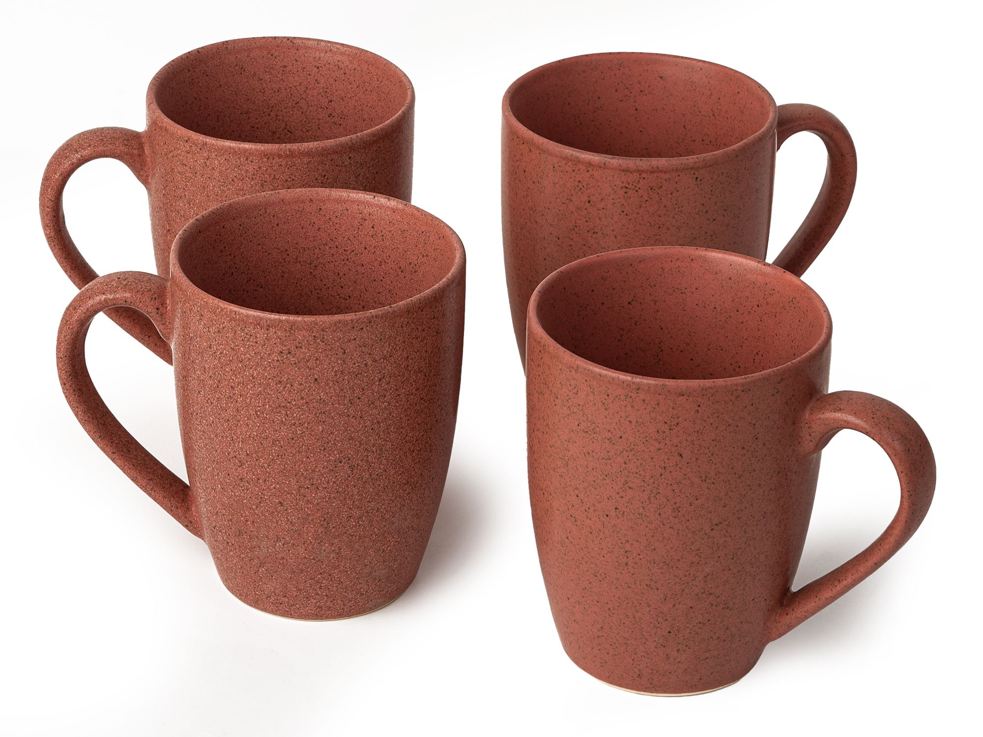 Handcrafted Ceramic Coffee Mugs and Tea Cups – Pack of 4, 300ml Microwave-Safe Stoneware, Elegant and Durable Design for Home or Office Pastel Red