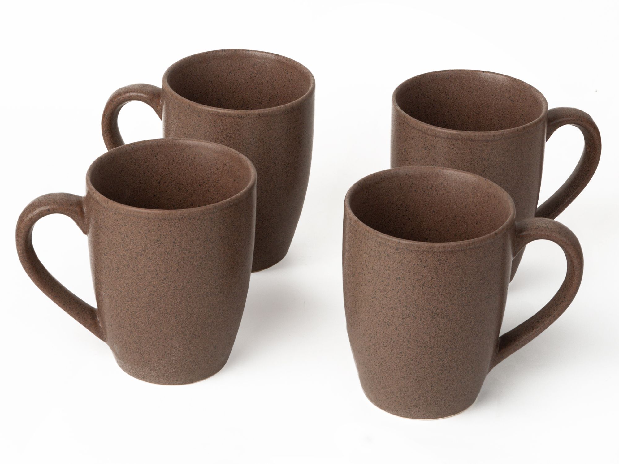 Handcrafted Ceramic Coffee Mugs and Tea Cups – Pack of 4, 300ml Microwave-Safe Stoneware, Elegant and Durable Design for Home or Office Coffee Brown