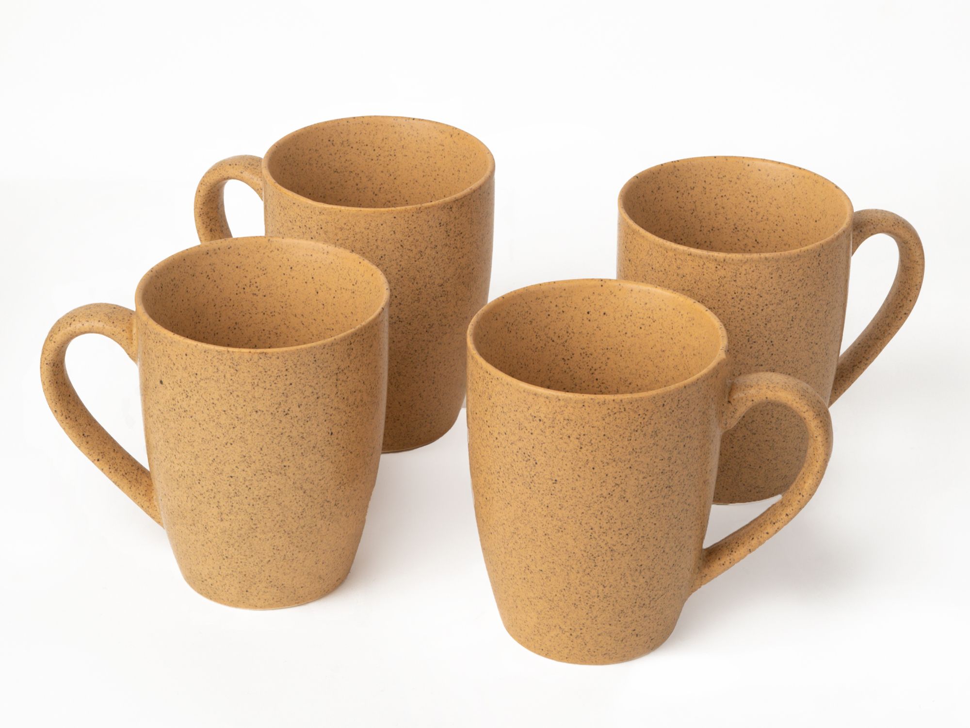 Handcrafted Ceramic Coffee Mugs and Tea Cups – Pack of 4, 300ml Microwave-Safe Stoneware, Elegant and Durable Design for Home or Office Mustard Yellow