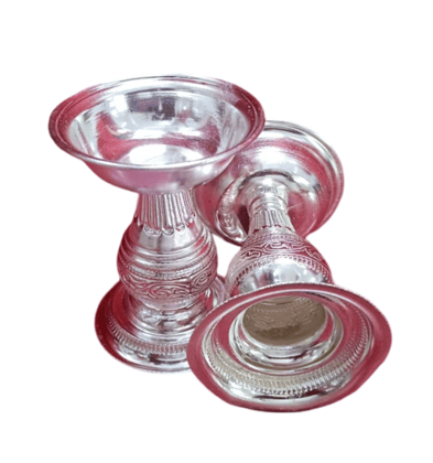 "Silver Plated Diya for Home and Temple Decor"( Pack of 2)