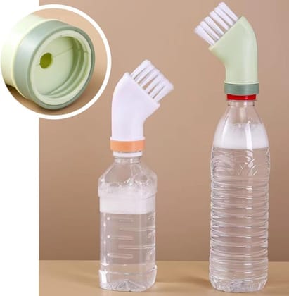 WUGO::Multi-use Cleaning Brush Can Be Connected to Mineral Water Bottle, Portable 2 in 1 Gaps Brush Corner Crevice Scrubber, Creative Wet and Dry Cleaning Brush, Soap Dispensing Palm Brush, Bottle Cap Cleaning Brush