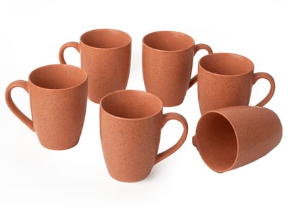 Handcrafted Ceramic Coffee Mugs and Tea Cups – Pack of 6, 300ml Microwave-Safe Stoneware, Stylish and Functional for Everyday Use Persian Orange