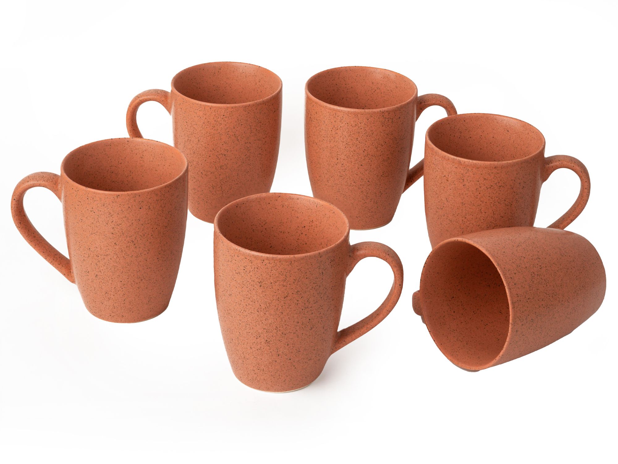 Handcrafted Ceramic Coffee Mugs and Tea Cups – Pack of 6, 300ml Microwave-Safe Stoneware, Stylish and Functional for Everyday Use Persian Orange