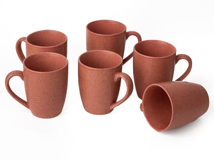 Handcrafted Ceramic Coffee Mugs and Tea Cups – Pack of 6, 300ml Microwave-Safe Stoneware, Stylish and Functional for Everyday Use Pastel Red