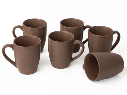 Handcrafted Ceramic Coffee Mugs and Tea Cups – Pack of 6, 300ml Microwave-Safe Stoneware, Stylish and Functional for Everyday Use Coffee Brown