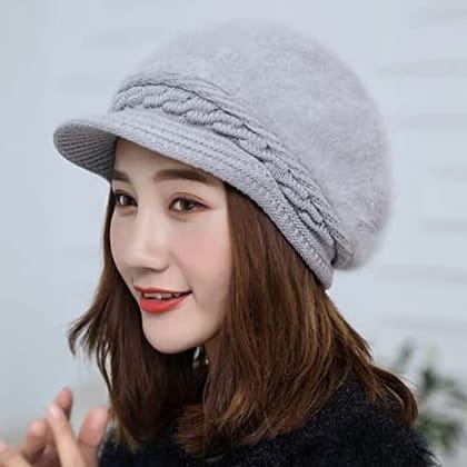 Women Winter Hat Woolen Soft Angora Wool Skull Beanie Cap Stylish