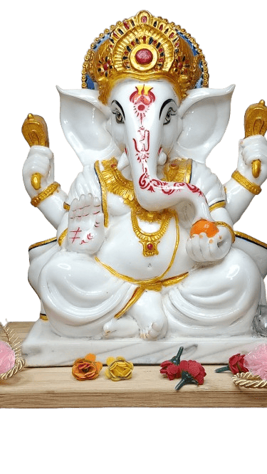  White Marble Hindu God Ganesha Statue