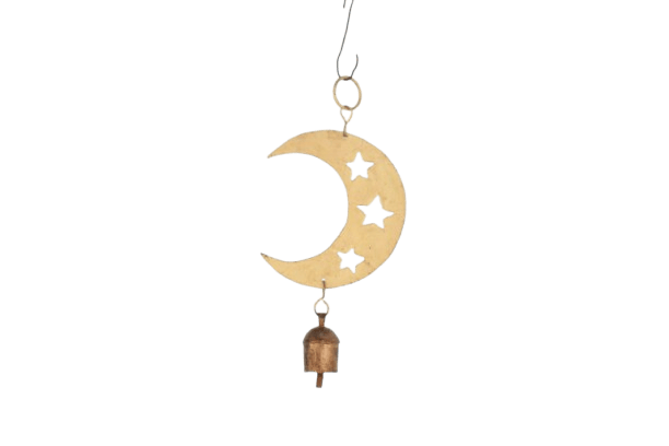  Unique Brass Crescent Moon and Stars Hanging Bell