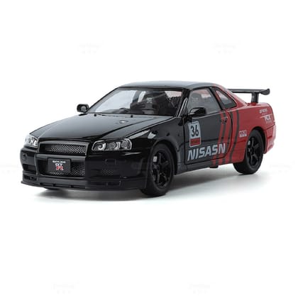 KTRS ENTERPRISE 1:32 Alloy Metal Pull Back Die-cast Car Model Pull Back car Super Openable Doors Sound and Light Doors & Light Music Boys Toys for Kids (GTR 1900-421 Skyline)