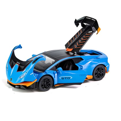 KTRS ENTERPRISE 1:24 Alloy Metal Pull Back Die-cast Car Model Pull Back car Super Openable Doors Sound and Light Doors & Light Music Boys Toys for Kids (Lamborghini Rambo STO)