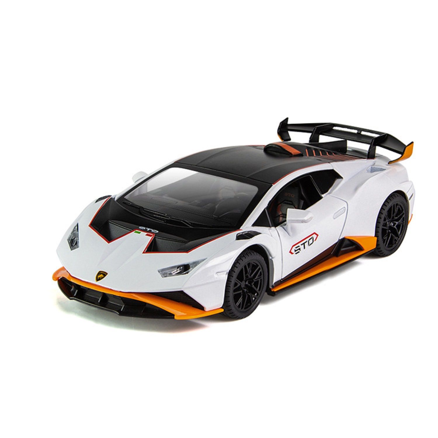 KTRS ENTERPRISE 1:24 Alloy Metal Pull Back Die-cast Car Model Pull Back car Super Openable Doors Sound and Light Doors & Light Music Boys Toys for Kids (Lamborghini Rambo STO)