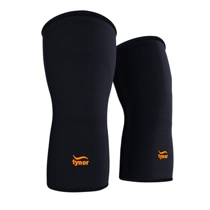 Tynor Knee Cap Air, Black & Orange, Pack of 2