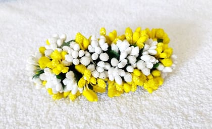 White and Yellow Artificial Flower Hair Clip