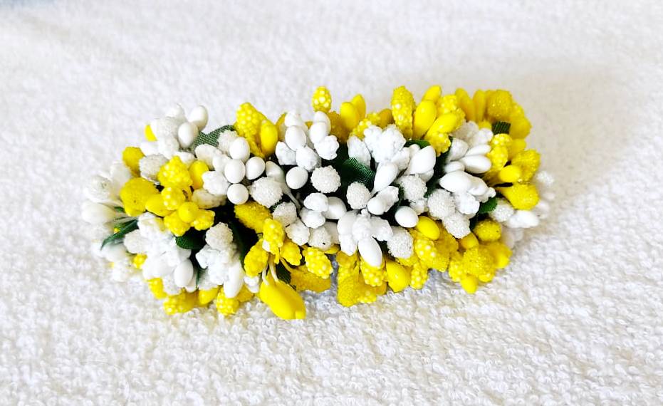 White and Yellow Artificial Flower Hair Clip